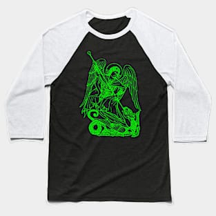 Saint Michael vanquishing the dragon (green neon) Baseball T-Shirt